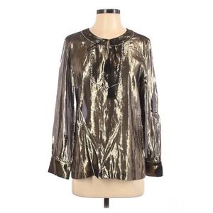 J. Crew Women's Gold Lame Tunic With Tassel Tie Size 4